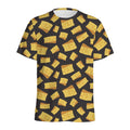 Black Cheese And Holes Pattern Print Men's Athletic T-Shirt