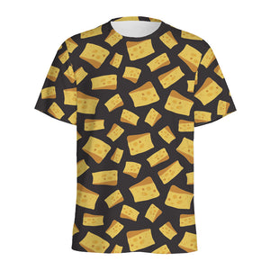 Black Cheese And Holes Pattern Print Men's Sports T-Shirt