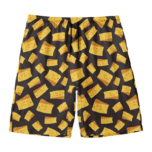 Black Cheese And Holes Pattern Print Men's Swim Trunks