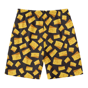 Black Cheese And Holes Pattern Print Men's Swim Trunks