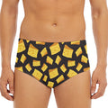 Black Cheese And Holes Pattern Print Men's Triangle Swim Briefs
