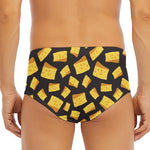 Black Cheese And Holes Pattern Print Men's Triangle Swim Briefs