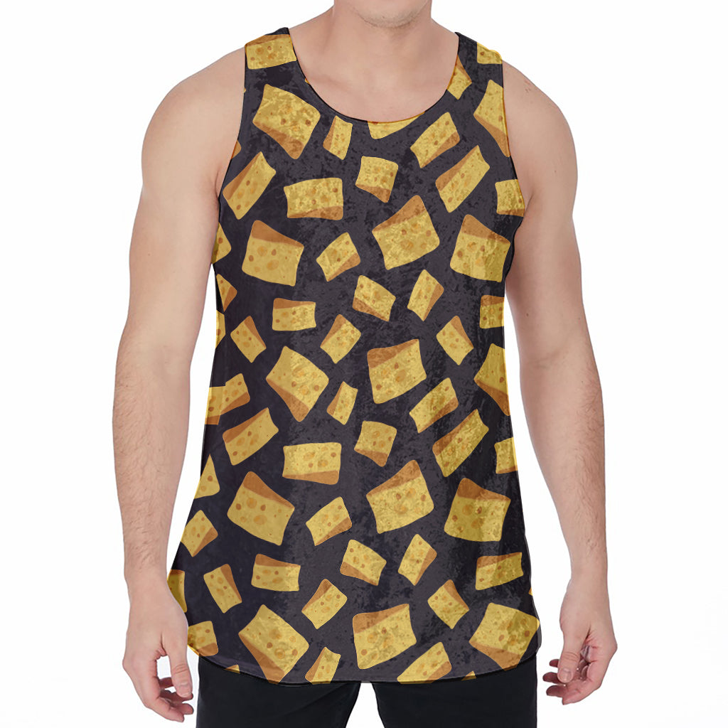 Black Cheese And Holes Pattern Print Men's Velvet Tank Top