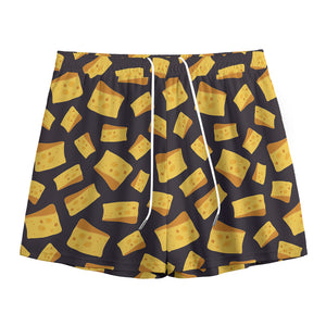 Black Cheese And Holes Pattern Print Mesh Shorts