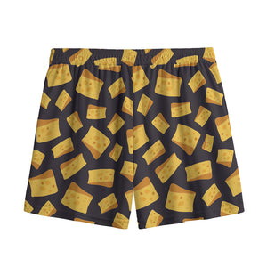 Black Cheese And Holes Pattern Print Mesh Shorts