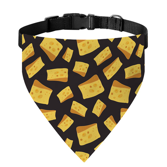 Black Cheese And Holes Pattern Print Over The Collar Dog Bandana