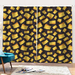 Black Cheese And Holes Pattern Print Pencil Pleat Curtains