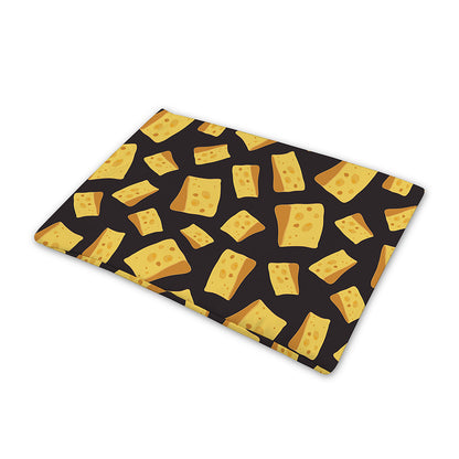 Black Cheese And Holes Pattern Print Pet Cooling Mat Cover