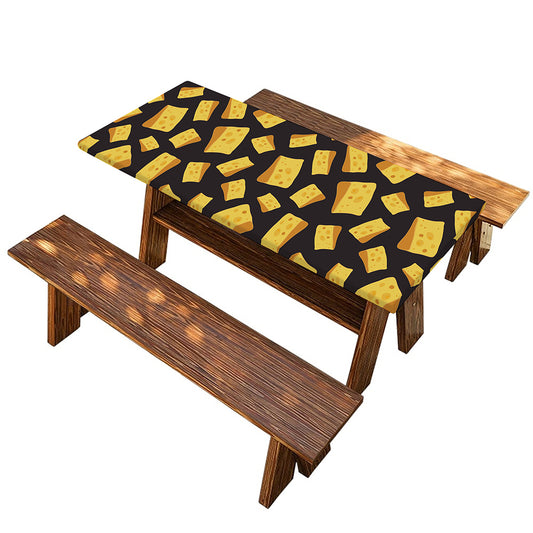 Black Cheese And Holes Pattern Print Picnic Table Cover