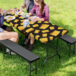 Black Cheese And Holes Pattern Print Picnic Table Cover