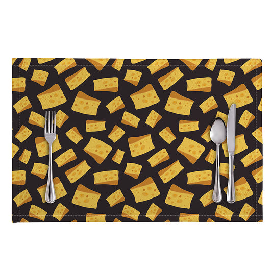 Black Cheese And Holes Pattern Print Placemat