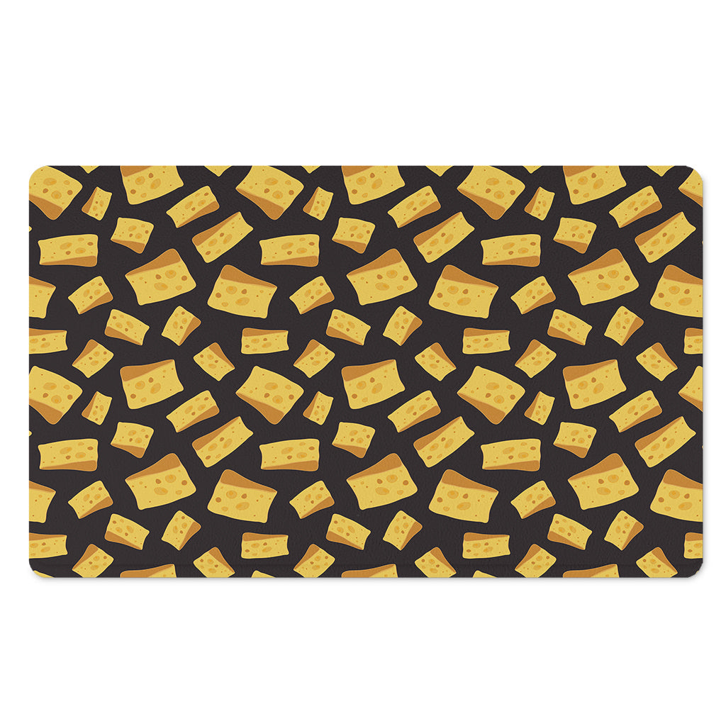 Black Cheese And Holes Pattern Print Polyester Doormat