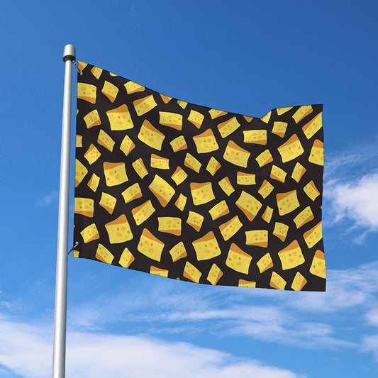 Black Cheese And Holes Pattern Print Polyester Flag