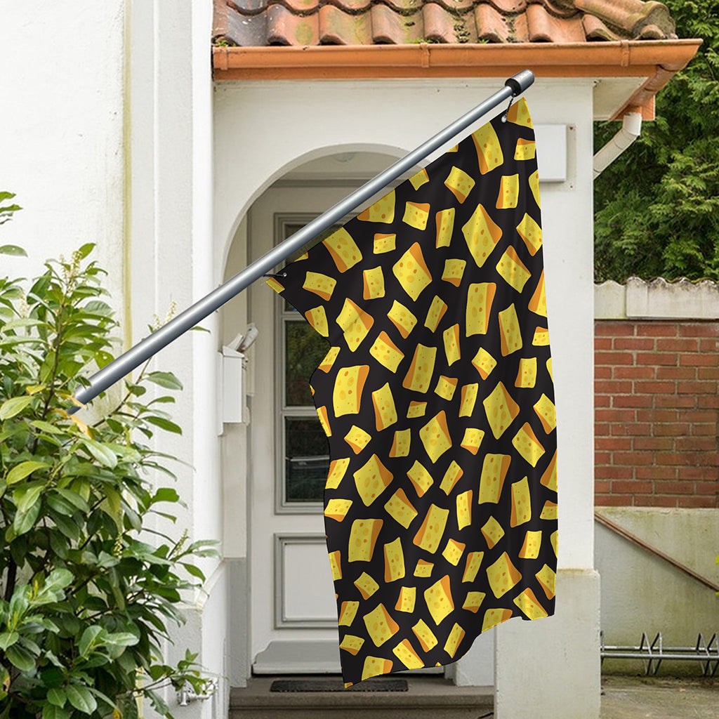 Black Cheese And Holes Pattern Print Polyester Flag