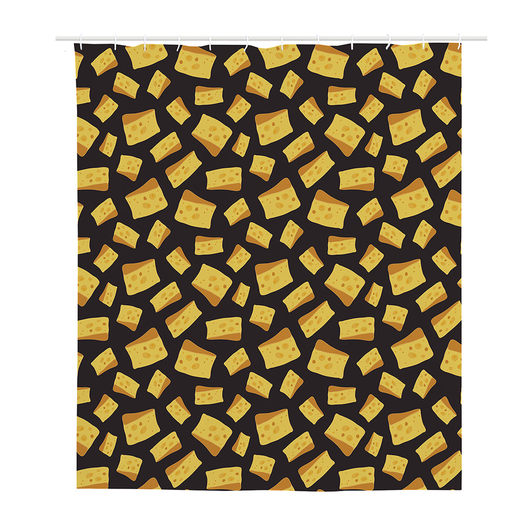 Black Cheese And Holes Pattern Print Polyester Shower Curtain