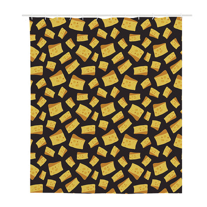 Black Cheese And Holes Pattern Print Polyester Shower Curtain