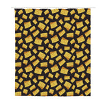 Black Cheese And Holes Pattern Print Polyester Shower Curtain