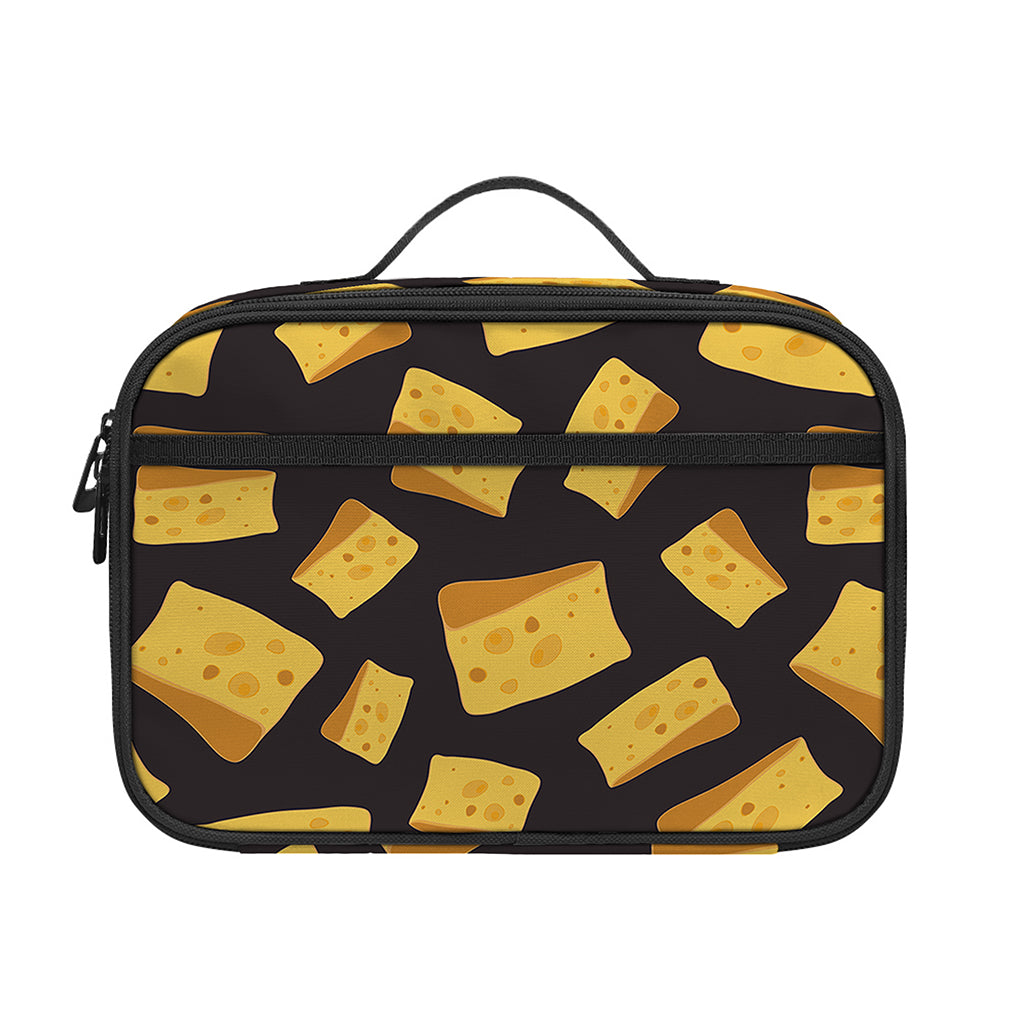 Black Cheese And Holes Pattern Print Portable Lunch Bag