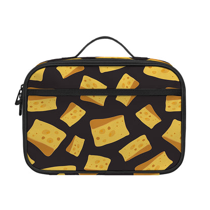Black Cheese And Holes Pattern Print Portable Lunch Bag