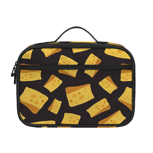 Black Cheese And Holes Pattern Print Portable Lunch Bag