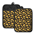 Black Cheese And Holes Pattern Print Pot Holders With Pocket