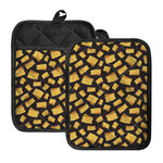 Black Cheese And Holes Pattern Print Pot Holders With Pocket