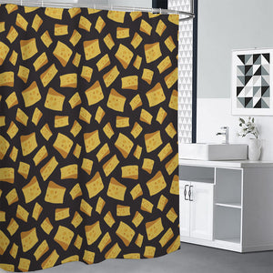 Black Cheese And Holes Pattern Print Premium Shower Curtain