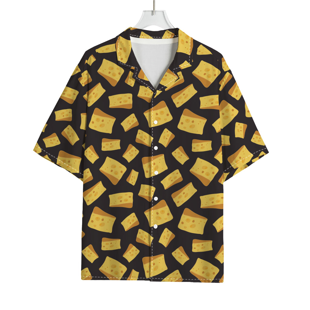 Black Cheese And Holes Pattern Print Rayon Hawaiian Shirt