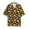 Black Cheese And Holes Pattern Print Rayon Hawaiian Shirt