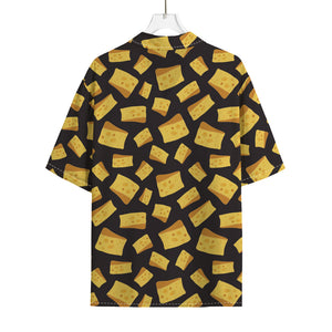 Black Cheese And Holes Pattern Print Rayon Hawaiian Shirt