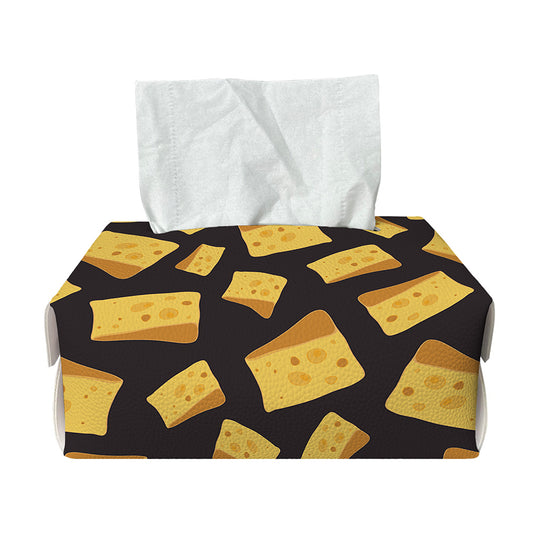 Black Cheese And Holes Pattern Print Rectangle Tissue Box Cover