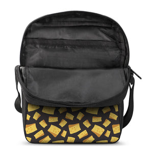 Black Cheese And Holes Pattern Print Rectangular Crossbody Bag