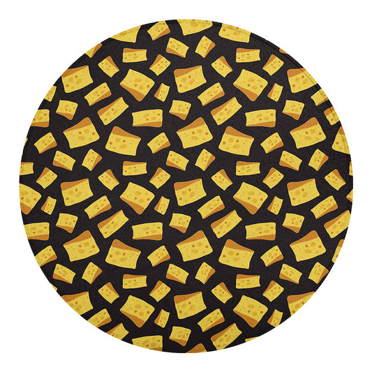Black Cheese And Holes Pattern Print Round Blanket