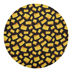 Black Cheese And Holes Pattern Print Round Blanket