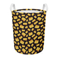 Black Cheese And Holes Pattern Print Round Laundry Basket
