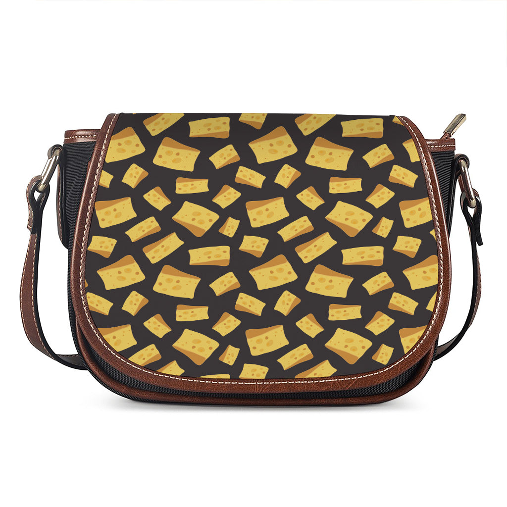 Black Cheese And Holes Pattern Print Saddle Bag