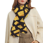 Black Cheese And Holes Pattern Print Scarf