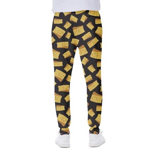 Black Cheese And Holes Pattern Print Scuba Joggers