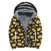 Black Cheese And Holes Pattern Print Sherpa Lined Zip Up Hoodie