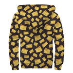 Black Cheese And Holes Pattern Print Sherpa Lined Zip Up Hoodie