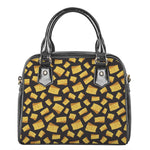 Black Cheese And Holes Pattern Print Shoulder Handbag