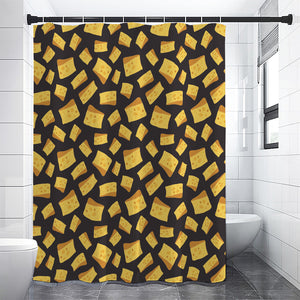 Black Cheese And Holes Pattern Print Shower Curtain