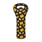 Black Cheese And Holes Pattern Print Single Neoprene Wine Tote
