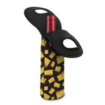 Black Cheese And Holes Pattern Print Single Neoprene Wine Tote