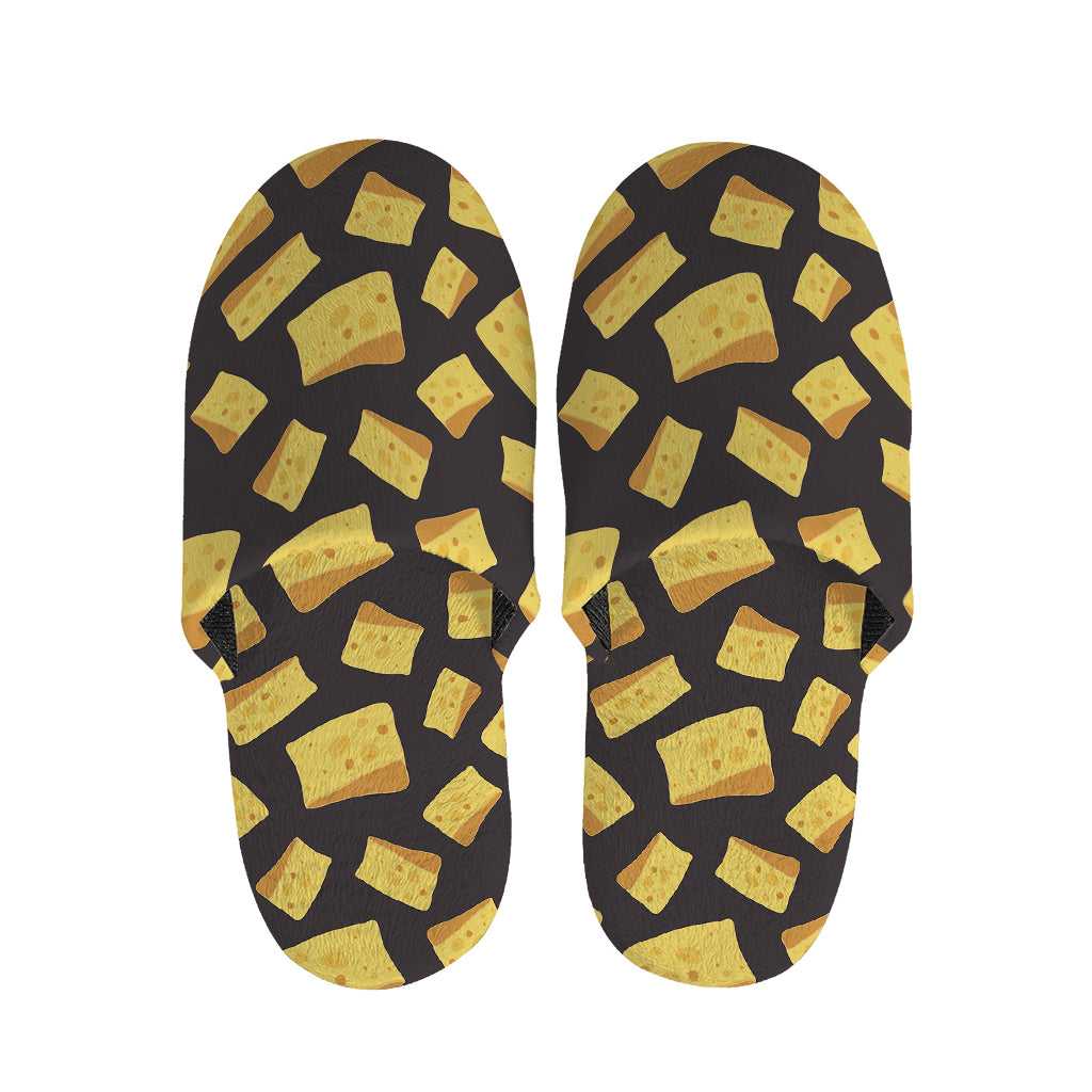 Black Cheese And Holes Pattern Print Slippers