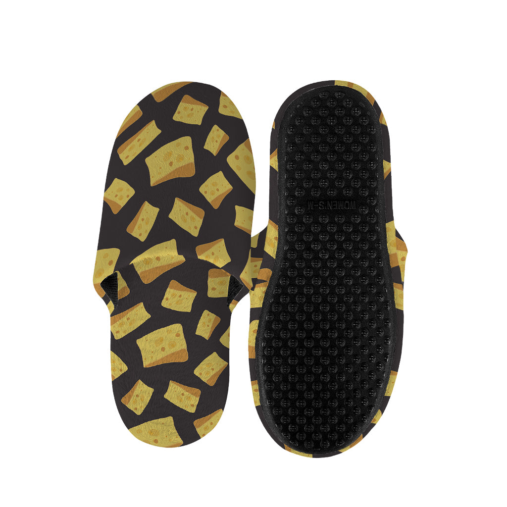 Black Cheese And Holes Pattern Print Slippers