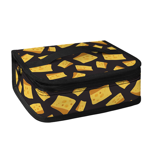 Black Cheese And Holes Pattern Print Small Lunch Bag