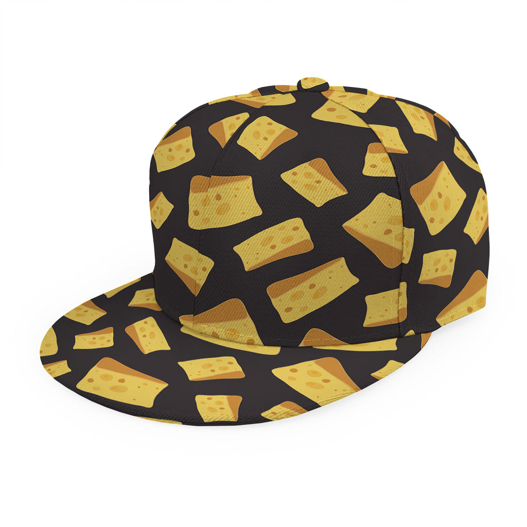 Black Cheese And Holes Pattern Print Snapback Cap