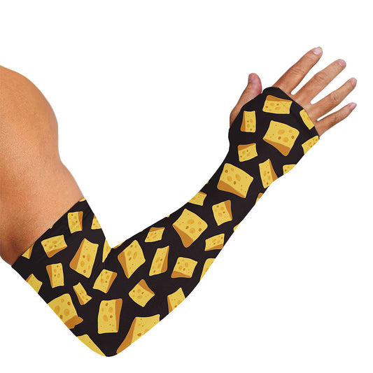 Black Cheese And Holes Pattern Print Sun Protection Arm Sleeves