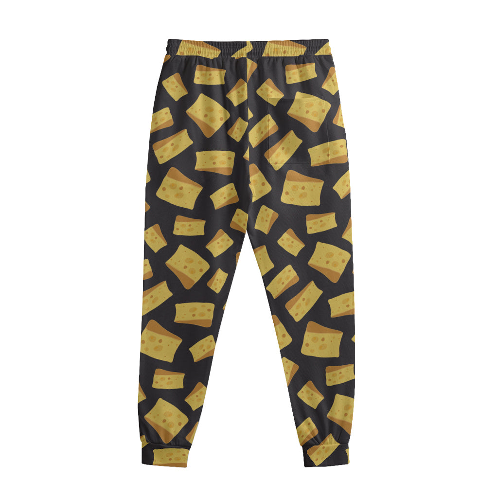 Black Cheese And Holes Pattern Print Sweatpants